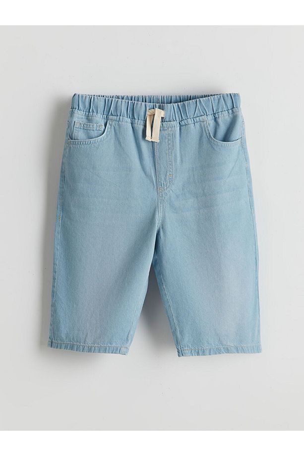 Yeni Sezon Beli Lastikli Erkek Cocuk Jean Sort - S5BE93Z4 - 1