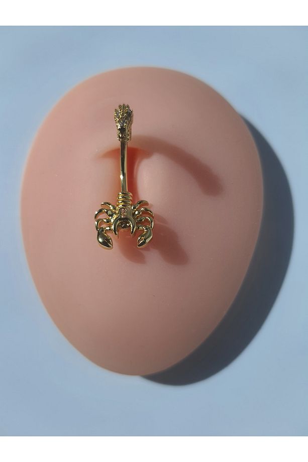 Akrep Zirkon Taşlı Çelik Göbek Piercing - 3