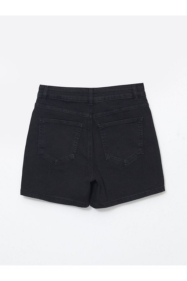 Kadın Dar Fit Düz Jean Şort Etek - 6