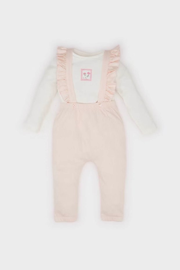 Floral Long Sleeve Crinkle Powder Baby Girl Bottom-Top Set D9094A5/Pn262