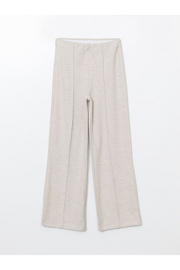 LCW Modest Bej Beli Lastikli Geniş Paça Kadın Pantolon - 5