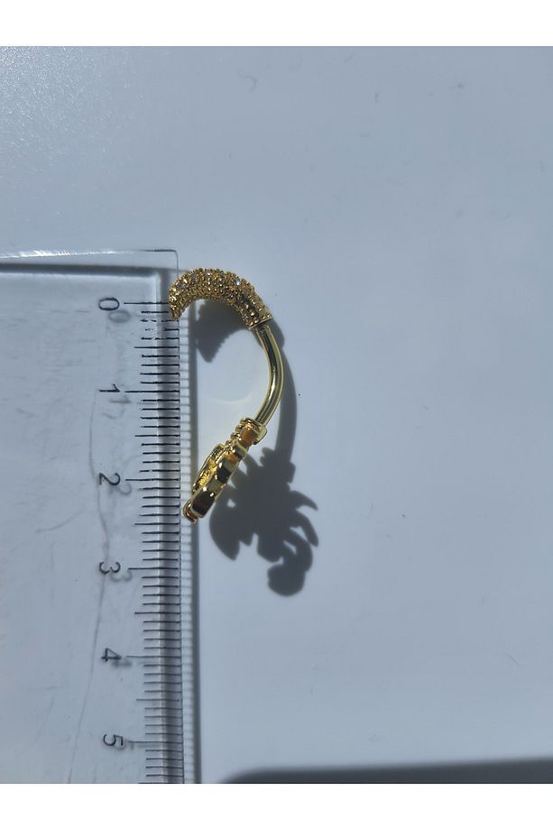 Akrep Zirkon Taşlı Çelik Göbek Piercing - 7