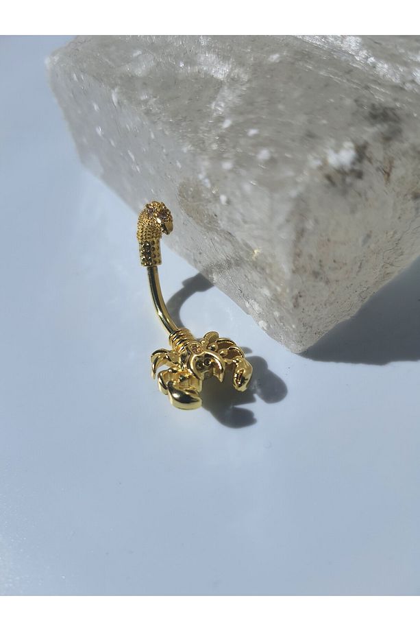 Akrep Zirkon Taşlı Çelik Göbek Piercing - 1