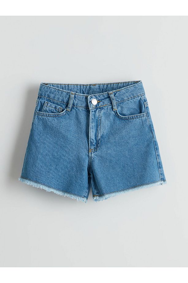 Beli Ayarlanabilir Lastikli Kız Çocuk Jean Şort - 1
