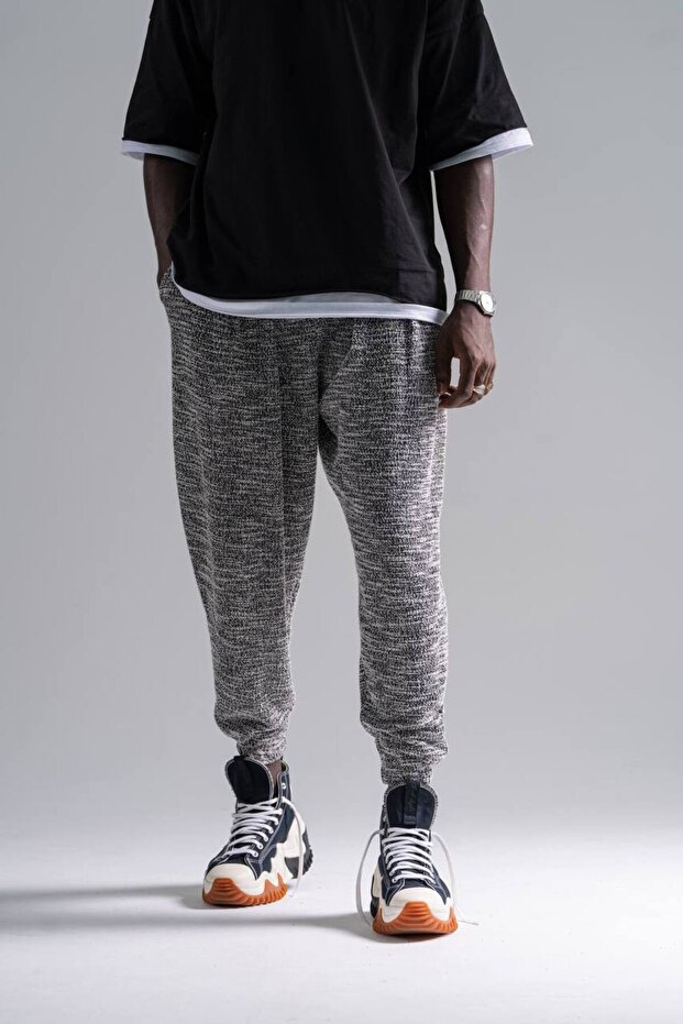 Men's Casual Linen Loose Black Baguette Trousers