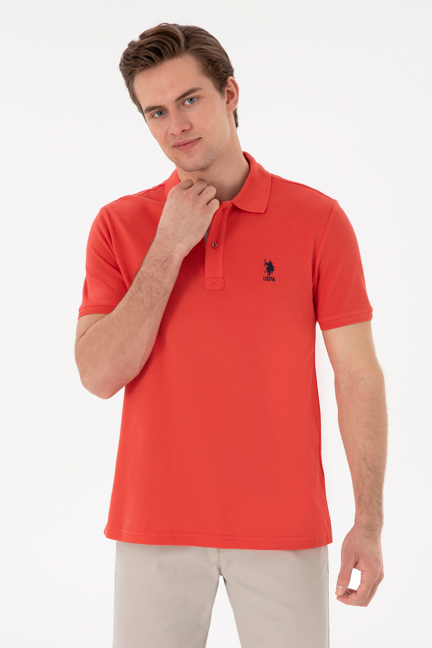 Men's Regular Fit Polo Neck Red Basic T-Shirt 50298031-Vr213