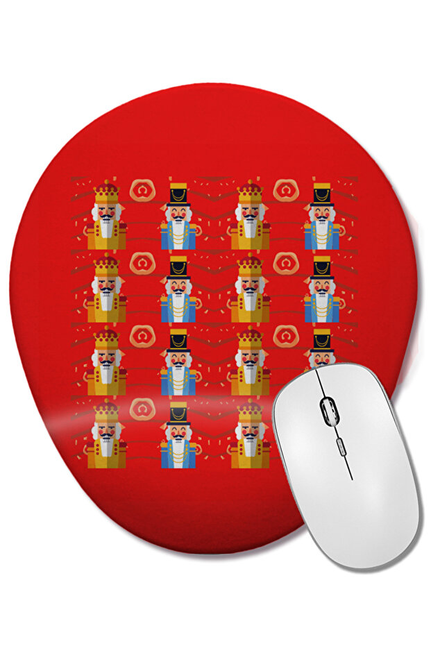 Nutcracker Christmas Nutcracker Pattern Oval Mouse Pad with Wrist Support - 1
