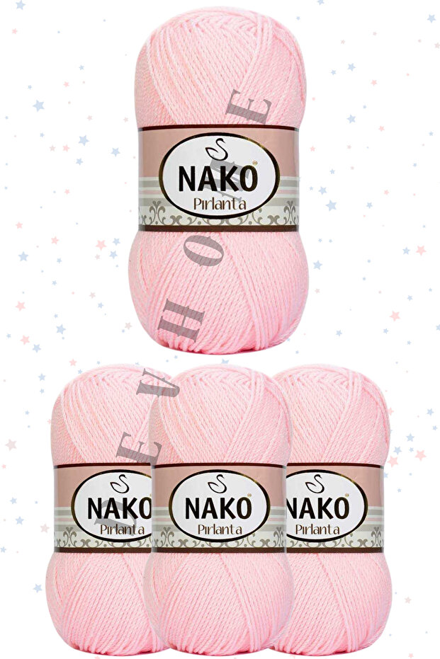 Nako Diamond Hand Knitting Yarn Amigurumi Yarn 4 Pieces Mixed Colors 225 Meters 100% Premium Micro Acrylic