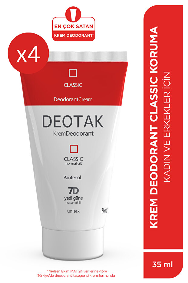 Classic Koruma 7 Güne Kadar Etkili Krem Deodorant 35 ml x 4 Adet - 1