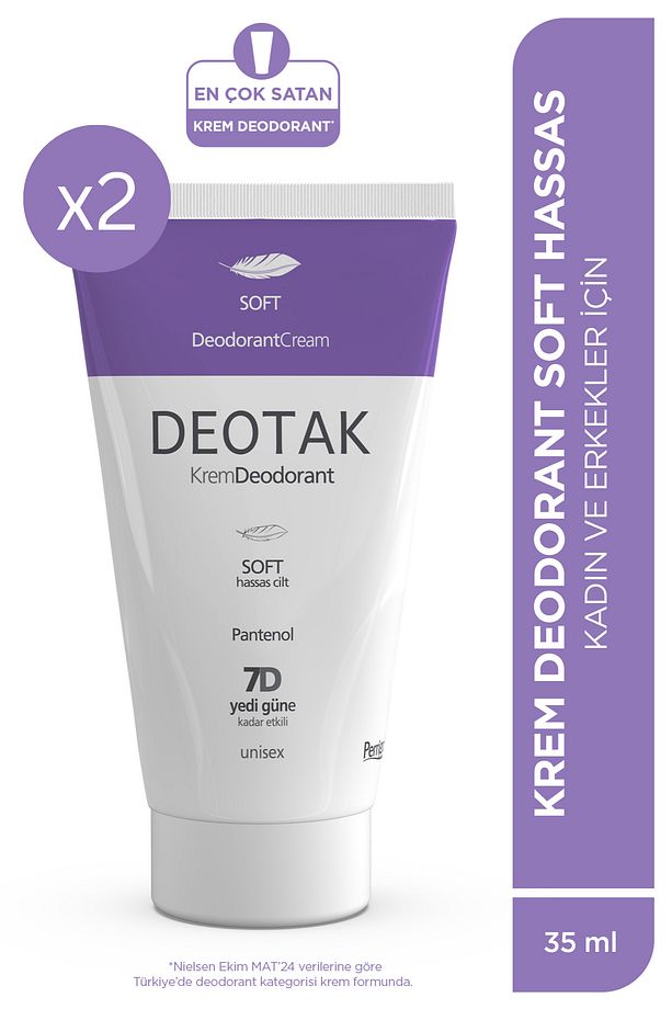 Soft Hassas Koruma 7 Güne Kadar Etkili Krem Deodorant 35 ml x 2 Adet - 1
