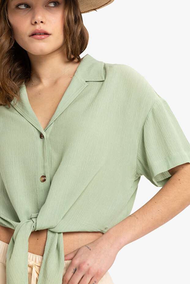 Koszula z krótkim rękawem - Damska lekka wiskoza Zrównoważona tkanina - 5