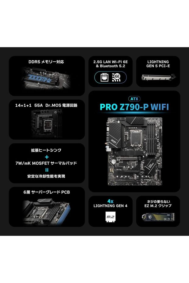 اللوحة الأم MSI LGA1700 / DDR5 - PRO Z790-P WiFi ProSeries - 2