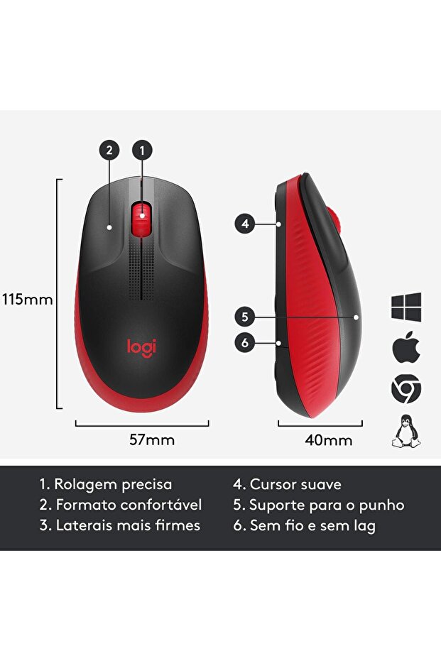 M190 Wireless Mouse, Ambidextrous Curved Design, 18 Months Battery with Saving Mode, USB Re - 5
