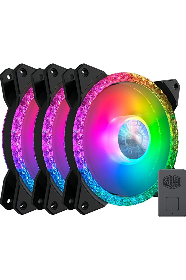 مجموعة MF120 Prismatic 3in1 مع 30 مصباح LED ARGB يتم التحكم فيه بشكل مستقل، ووحدة تحكم ARGB سلكية