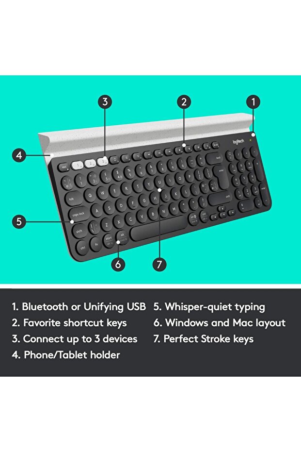 لوحة مفاتيح لاسلكية متعددة الأجهزة K780 للكمبيوتر والهاتف والكمبيوتر اللوحي – FLOW Cross-Computer Co - 6