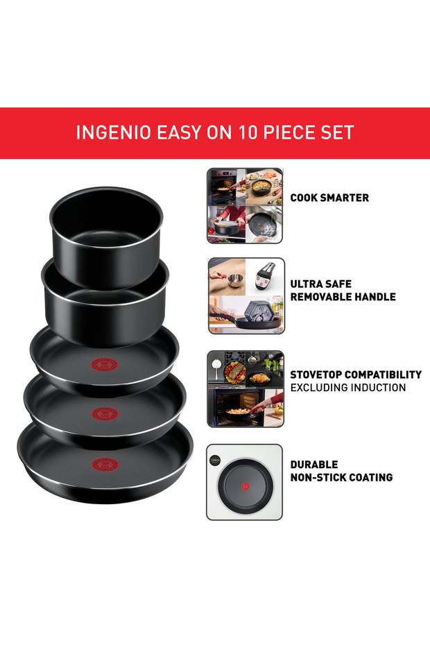 Ingenio Unlimited On | 10-Piece Cookware Set | Stackable | Non-stick Coating | L1599902 - 2