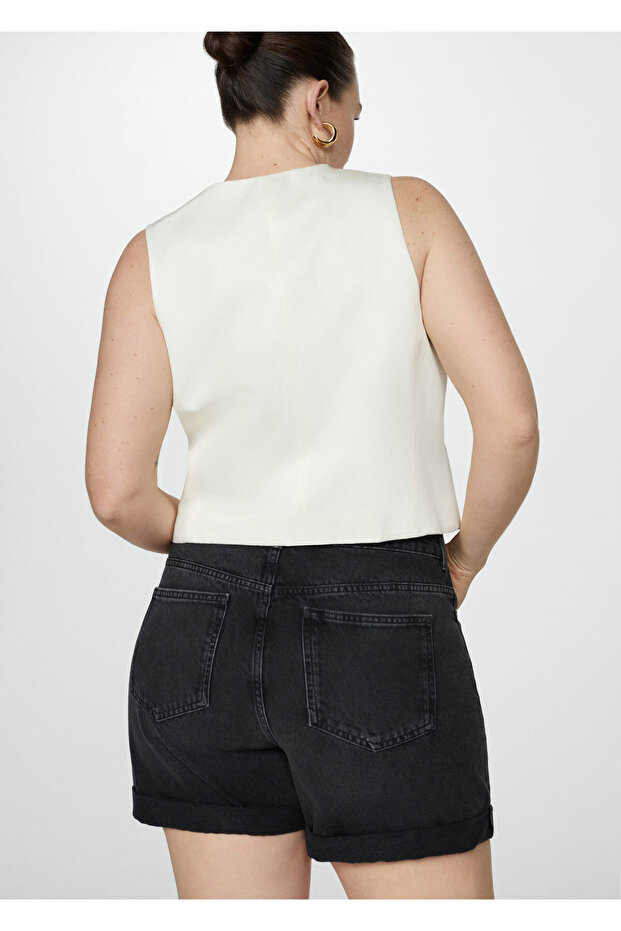 Siyah Denim Kadın Şort & Bermuda 77240573 - 7