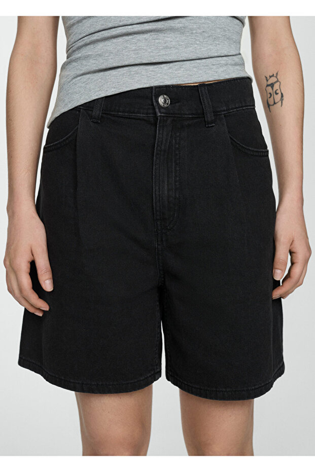 Kadın Siyah Denim Şort & Bermuda 77110256 - 4