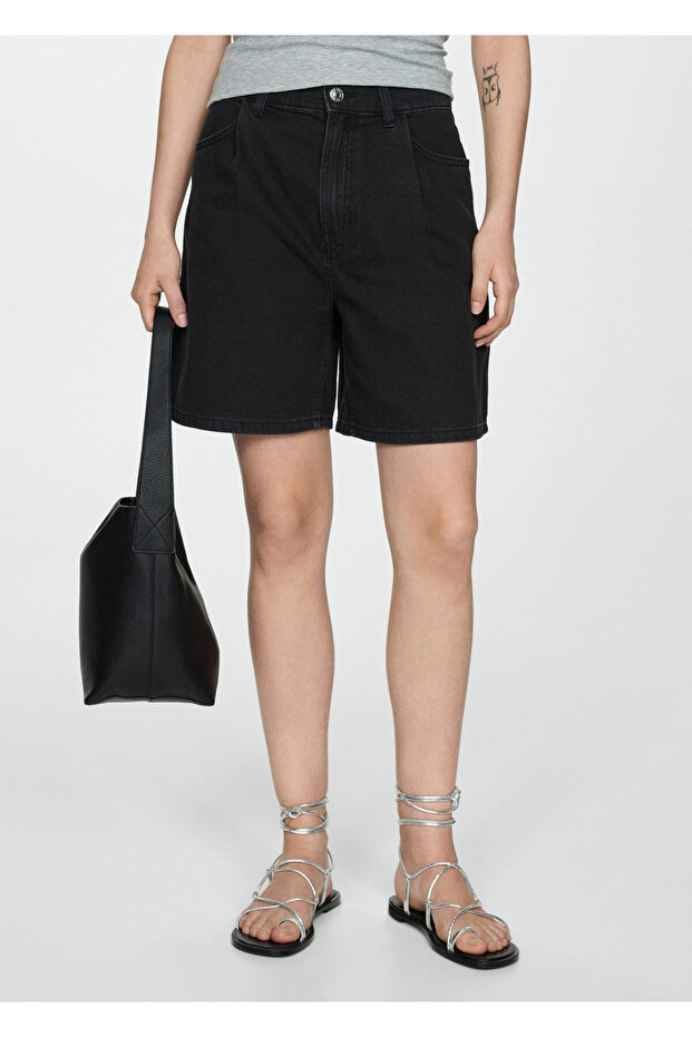Kadın Siyah Denim Şort & Bermuda 77110256 - 5
