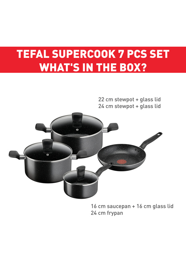 Dark Stone | 7 pc set | Non-stick Cookware | Safe coating | B491 - 7