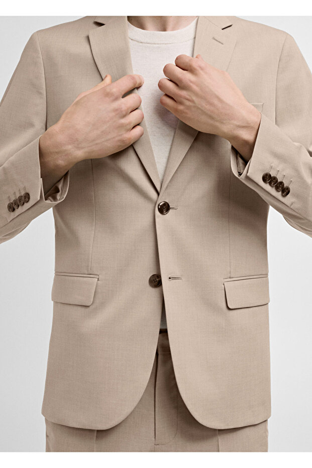 Erkek Bej Blazer Ceket 77110578 - 6