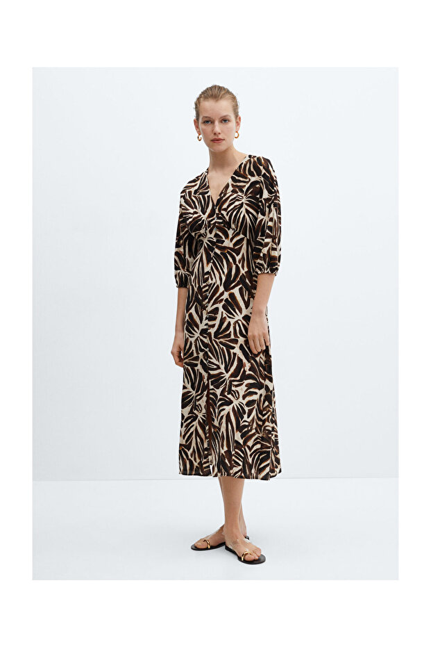 V-neck printed dress - 2