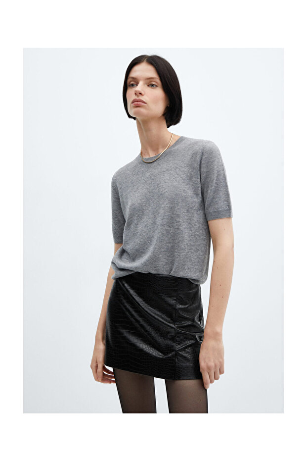 Fusta mini cu efect animal print - 8