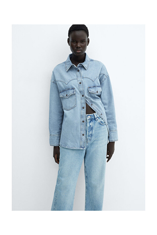 Chest-pocket denim shirt - 8