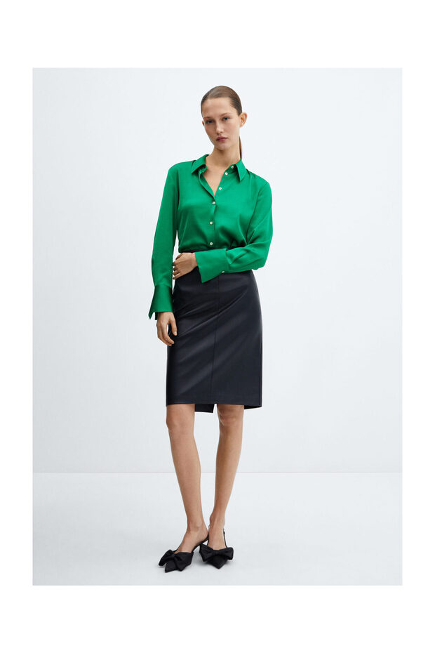 Satin finish flowy shirt - 6