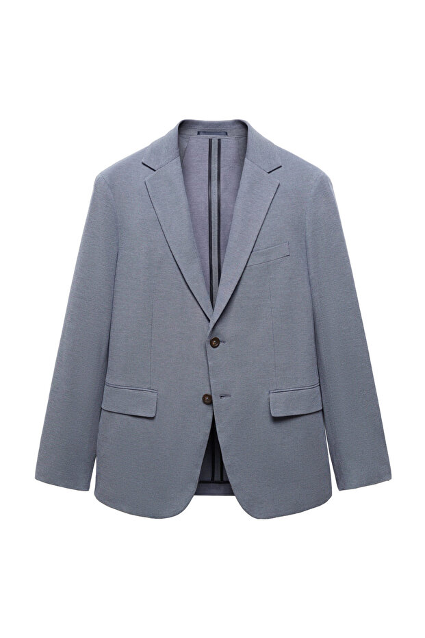Structured slim fit cotton blazer - 3