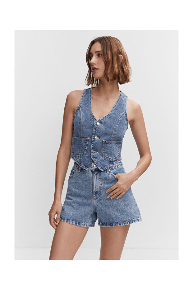 High-rise denim shorts - 8