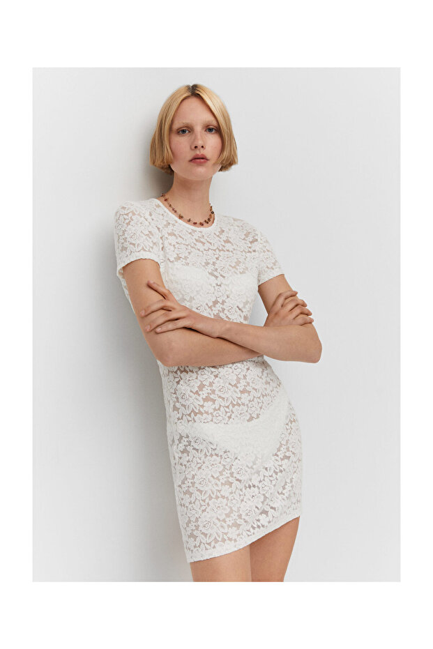 Guipure short dress - 4