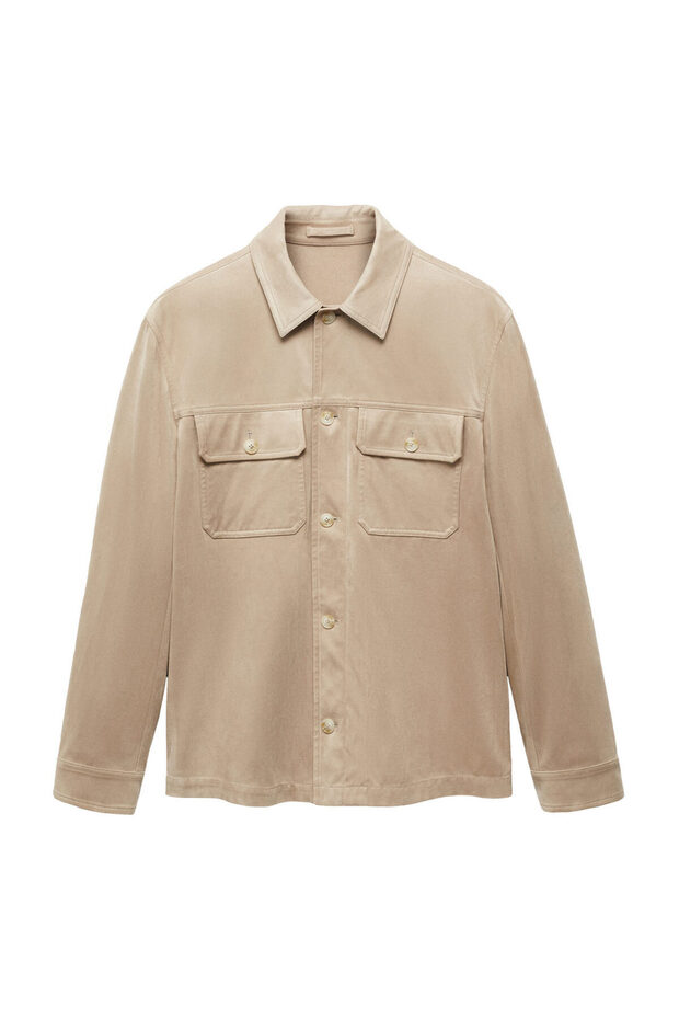 Suede effect overshirt with pockets - 2