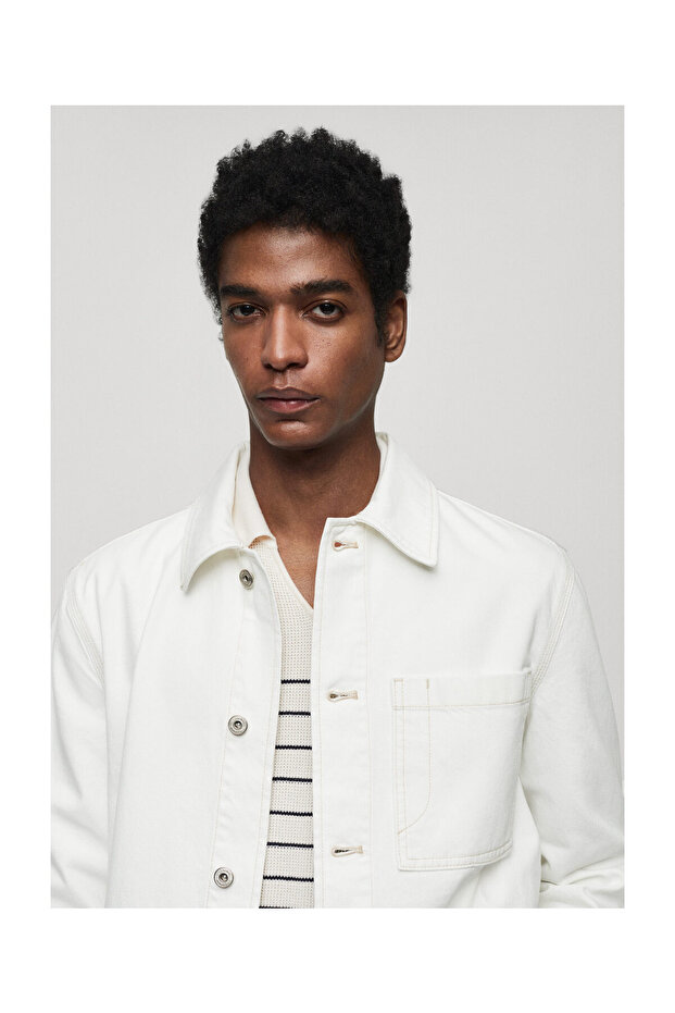 100% cotton overshirt with pocket - 3