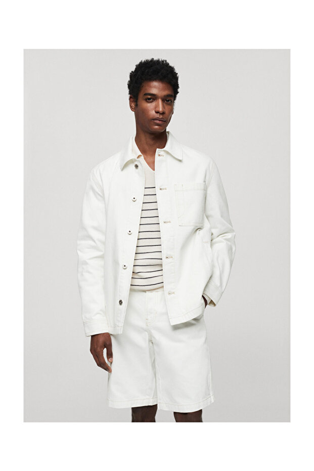 100% cotton overshirt with pocket - 9