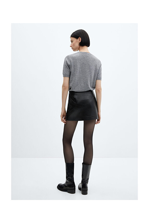 Fusta mini cu efect animal print - 6