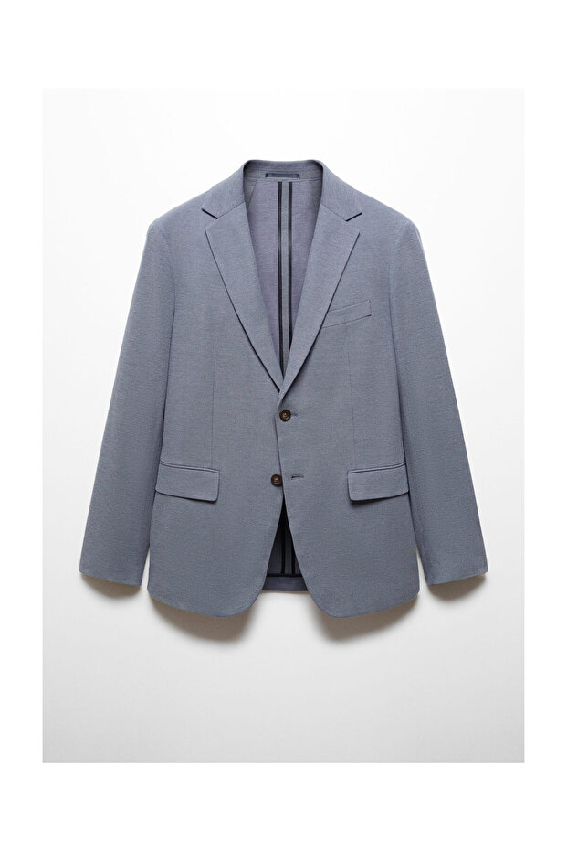 Structured slim fit cotton blazer - 1