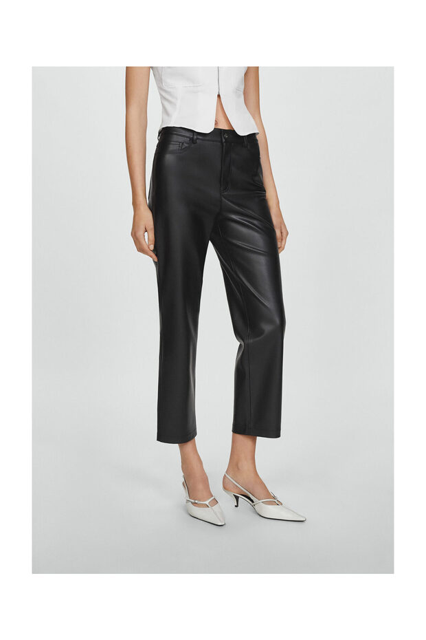 Leather-effect straight trousers - 3