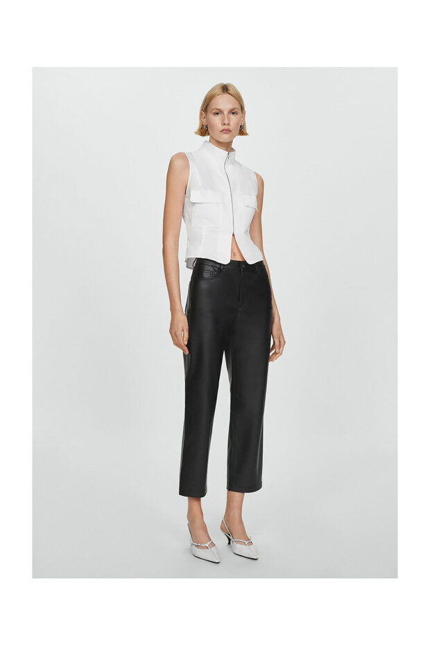 Leather-effect straight trousers - 2