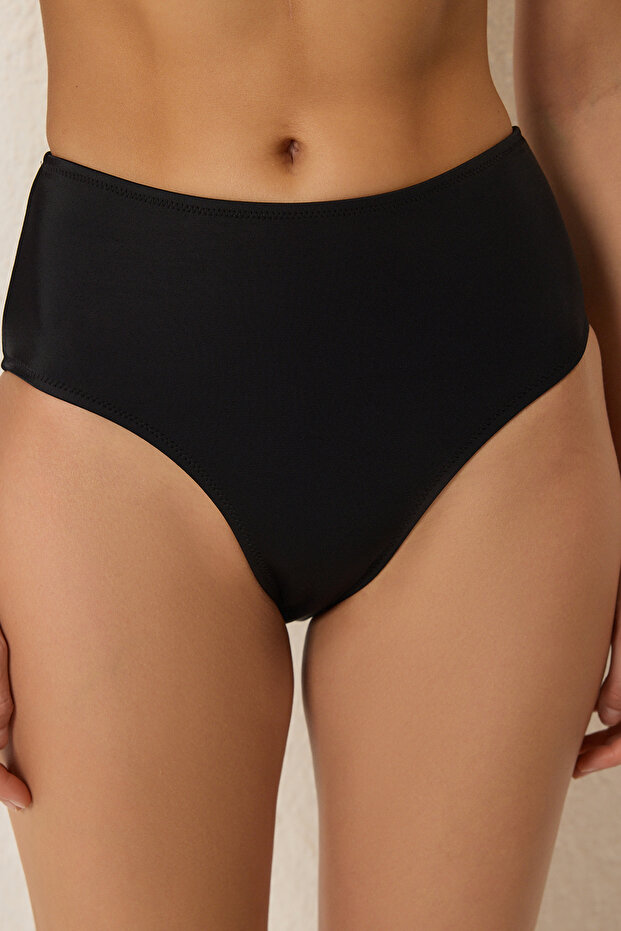 Siyah Hipster Yüksek Bel Bikini Altı TBESS25BA00042 - 4