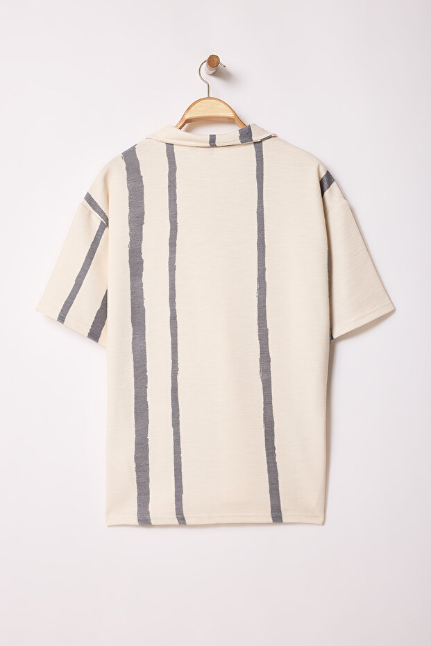 Taş Oversize/Geniş Kesim Polo Yaka T-shirt TMNSS25PO00020 - 5