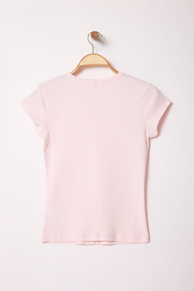 Pembe Düğmeli Fitted/Vücuda Oturan Örme Bluz TWOSS25BZ00281 - 7