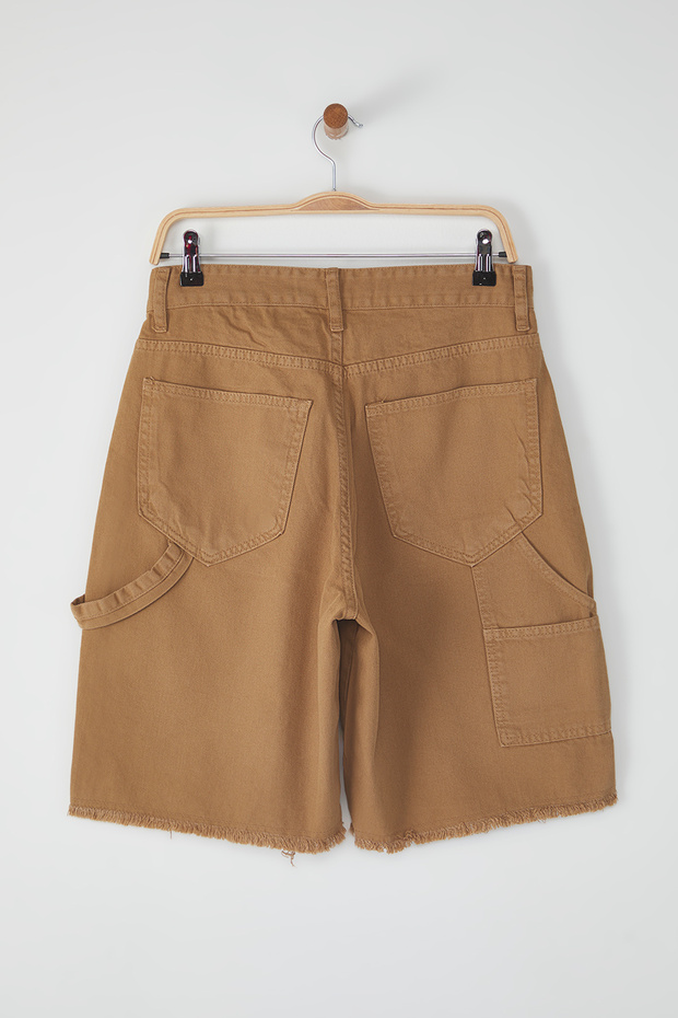 Camel Parça Dikişli Geniş Kot Şort & Bermuda TMNSS25SR00038 - 7