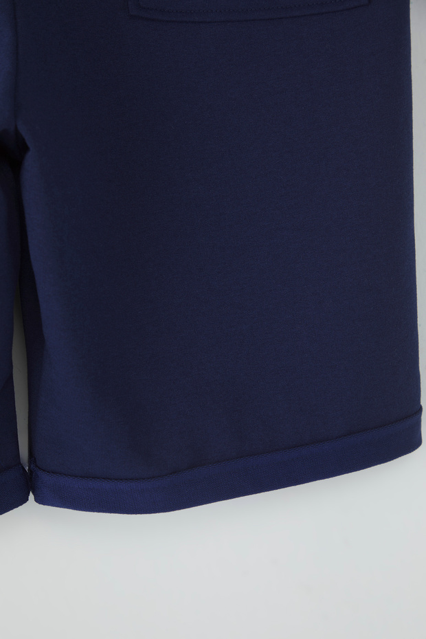 Indigo Regular/Normal Kesim Orta Boy Lastik Belli Bağcıklı Duble Paça Şort TMNSS21SR0046 - 15