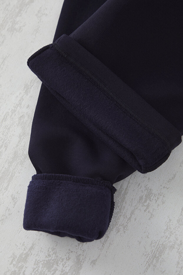 Lacivert Oversize/Geniş Kesim Geyik Nakışlı Örme Eşofman Takımı TEDAW25EM00006 - 7