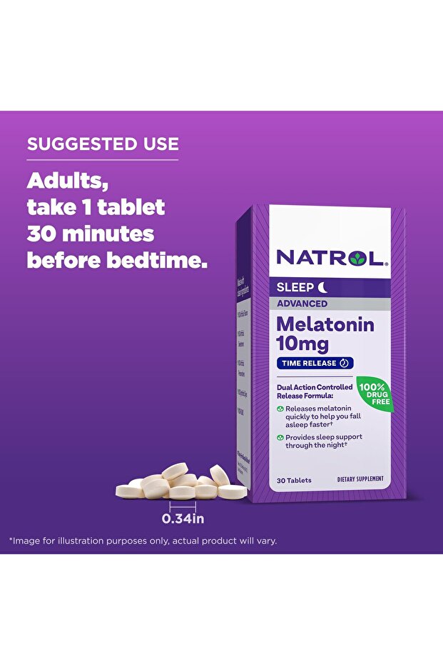 Melatonin Advanced Sleep Tablets with Vitamin B6, 2-Layer Release, 10mg, 30 Count - 6