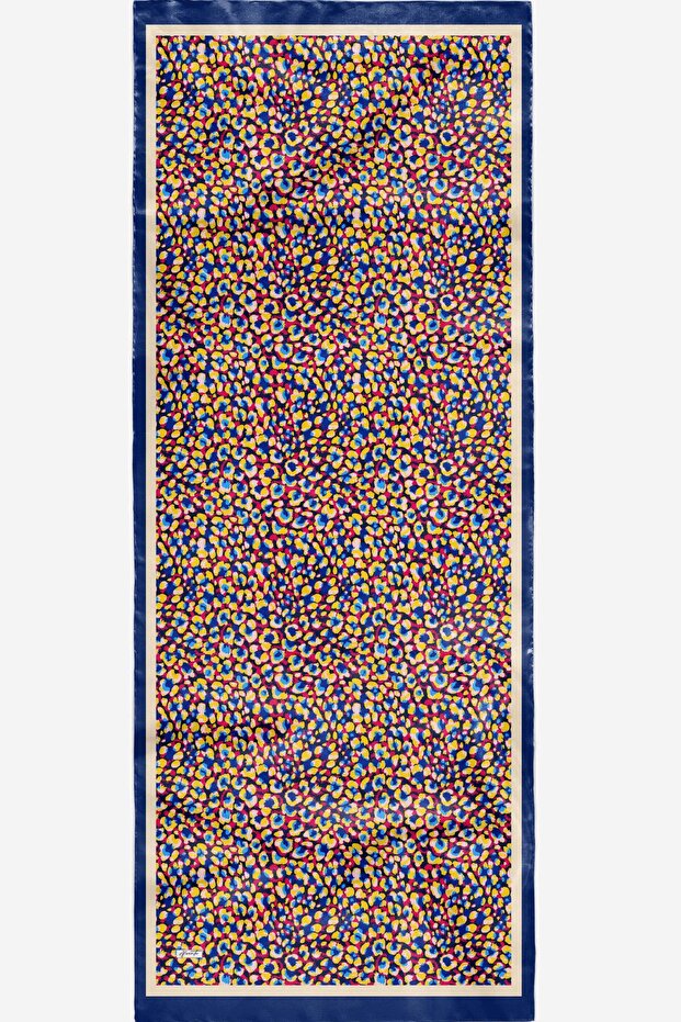 شال قطني ناعم بنمط الفهد باللون الأزرق الداكن - 6