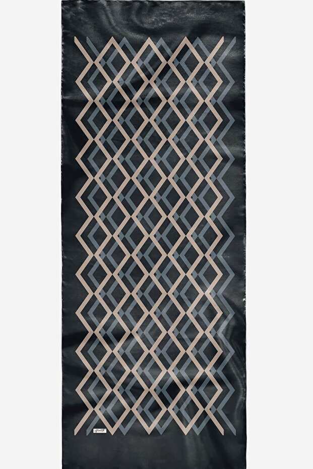 Geometric Pattern Dark Blue Cotton Shawl - 7