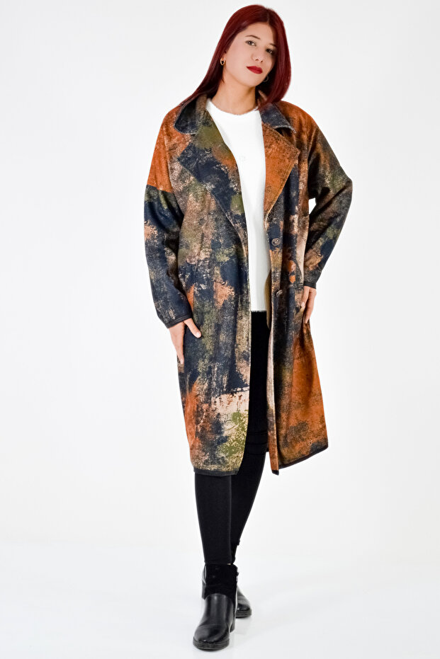 Batik Desen Uzun Ceket - 5