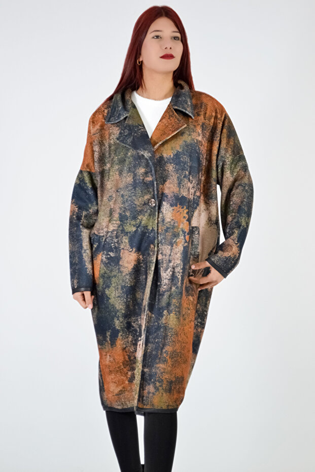 Batik Desen Uzun Ceket - 1